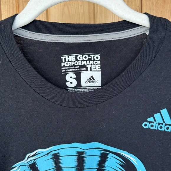 adidas Black Short Sleeve Tee with Light Blue Club Graphic - Picture 3 of 5